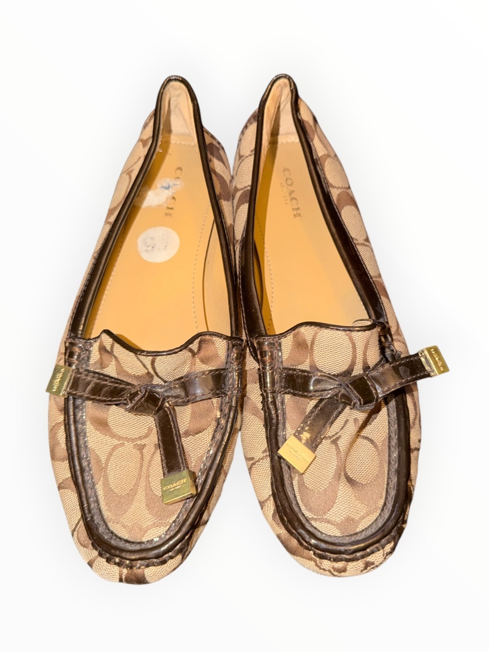 Coach Signature Canvas Moccasin Loafers in Tan and Brown